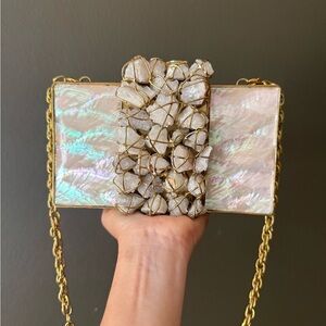 Elegant Gold and Cream Clutch